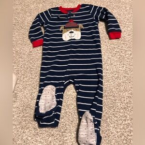 Carter's Navy and Red Striped Footie with Bear Design